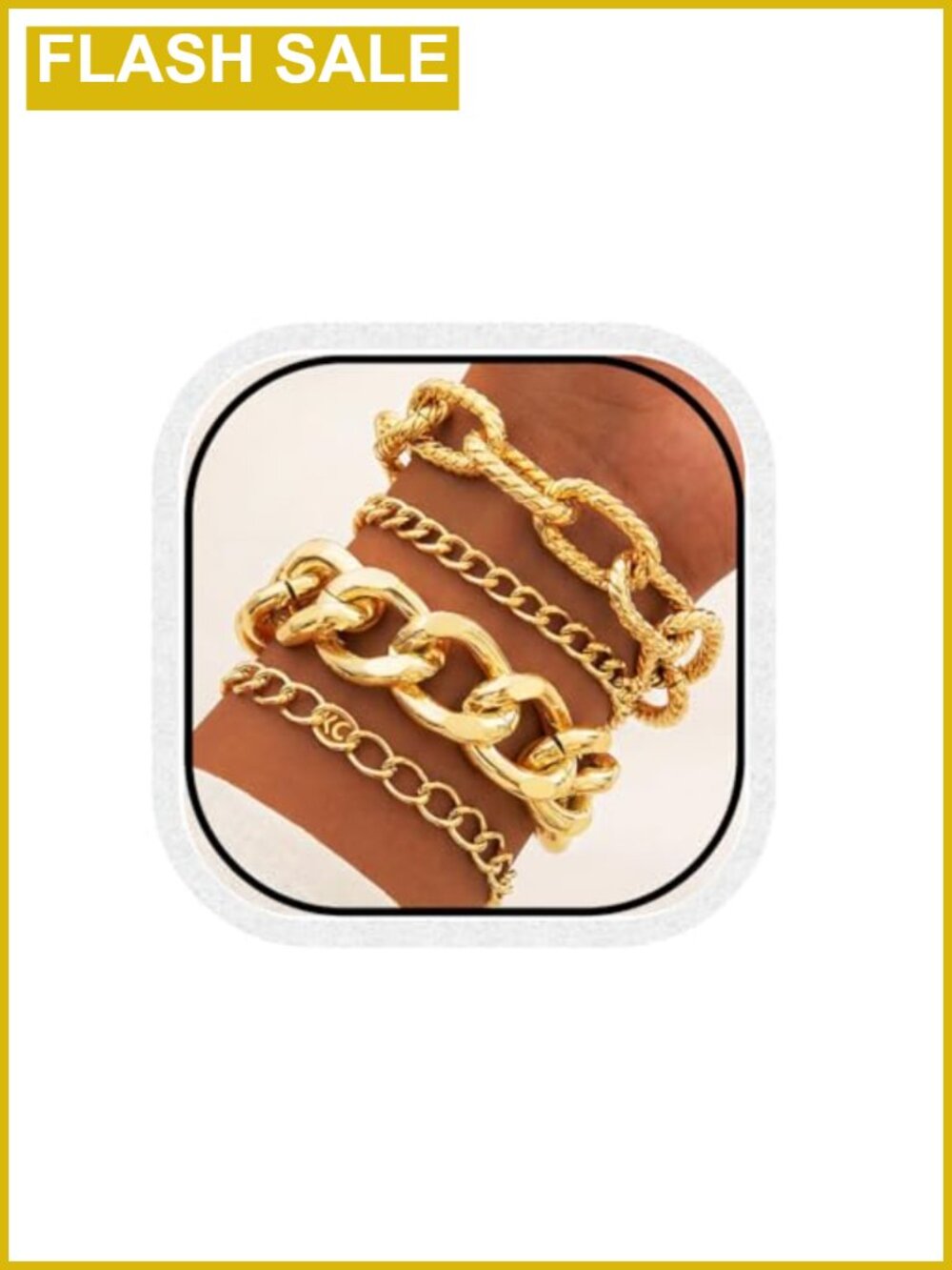 14K Gold Plated Stackable Bracelet Set Cuban Link Adjustable Women's Jewelry